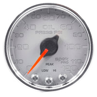 Thumbnail for Autometer Spek-Pro Gauge Oil Press 2 1/16in 120psi Stepper Motor W/Peak & Warn Slvr/Chrm