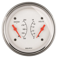 Thumbnail for AutoMeter Gauge Dual Wtmp & Volt 3-3/8in. 250 Deg. F & 18V Elec Arctic White