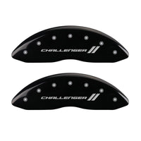 Thumbnail for MGP 4 Caliper Covers Engraved Front & Rear With stripes/Challenger Black finish silver ch