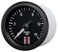 Thumbnail for Autometer Stack 52mm 0-15 PSI 1/8in NPTF Male Pro Stepper Motor Fuel Pressure Gauge - Black