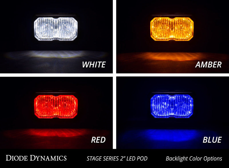 Diode Dynamics Stage Series 2in LED Pod Pro - White Combo Flush BBL (Single)