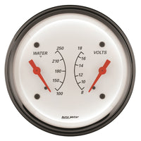 Thumbnail for AutoMeter Gauge Dual Wtmp & Volt 3-3/8in. 250 Deg. F & 18V Elec Arctic White