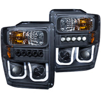 Thumbnail for ANZO 2008-2010 Ford F-250 Projector Headlights w/ U-Bar Black
