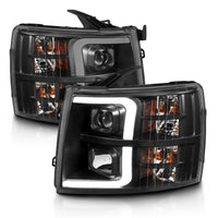 Thumbnail for ANZO 07-13 Chevrolet Silverado 3500 Projector Headlights - Black Amber