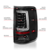Thumbnail for ANZO 2004-2006 Ford F-150 LED Tail Lights w/ Light Bar Black Housing Clear Lens