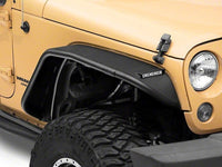 Thumbnail for Officially Licensed Jeep 07-18 Wrangler JK Tubular Fender Flares w/ LED DRL and Jeep Logo- Front