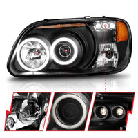 Thumbnail for ANZO 1995-2001 Ford Explorer Projector Headlights w/ Halo Black 1 pc