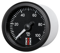 Thumbnail for Autometer Stack 52mm 0-100 PSI 1/8in NPTF Male Pro Stepper Motor Oil Pressure Gauge - Black