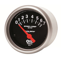 Thumbnail for Autometer Sport-Comp 52mm 0-7 Bar Short Sweep Electronic Oil Pressure Gauge