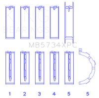 Thumbnail for King Ford 302cid Coyote Coated (Size .026) Crankshaft Main Bearings (Set of 5)