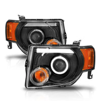 Thumbnail for ANZO 2008-2012 Ford Escape Projector Headlights w/ Halo Black