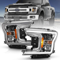 Thumbnail for ANZO 2018-2019 Ford F-150 Projector Plank Style H.L. Chrome Amber (Without Switchback)