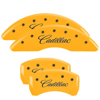 Thumbnail for MGP 4 Caliper Covers Engraved F & R Cursive/Cadillac Yellow Finish Black Char 2017 Cadillac CT6