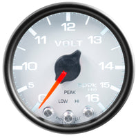 Thumbnail for Autometer Spek-Pro Gauge Voltmeter 2 1/16in 16V Stepper Motor W/Peak & Warn Wht/Blk