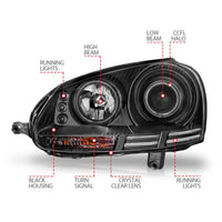Thumbnail for ANZO 2006-2009 Volkswagen Rabbit Projector Headlights w/ Halo Black (CCFL)