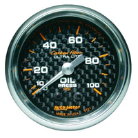 Thumbnail for Autometer Carbon Fiber 52mm 100 PSI Mechanical Oil Pressure Gauge