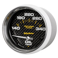 Thumbnail for Autometer Marine Carbon Fiber Electric Oil Temperature Gauge 2-5/8in 140-300 Deg F