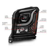 Thumbnail for Anzo 15-17 GMC Yukon/Yukon XL Projector Headlights Black Housing/Clear Lens (w/ Light Bars)