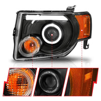 Thumbnail for ANZO 2008-2012 Ford Escape Projector Headlights w/ Halo Black