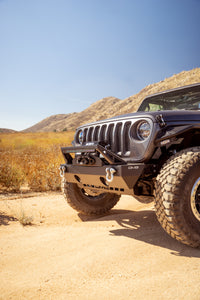 Thumbnail for DV8 Offroad 07-23 Jeep Wrangler/Gladiator JT/JK/JL FS-25 Stubby Front Bumper w/Plated Bull Bar
