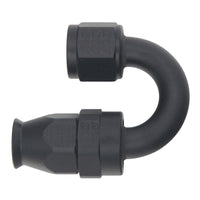 Thumbnail for DeatschWerks 8AN Female Swivel 180-Degree Hose End PTFE (Incl Olive Insert) - Anodized Matte Black