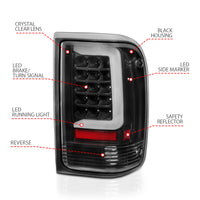 Thumbnail for ANZO 1993-1997 Ford  Ranger LED Tail Lights w/ Light Bar Black Housing Clear Lens