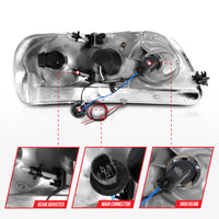 Thumbnail for ANZO 1997-2003 Ford F-150 Projector Headlights w/ Light Bar Black Housing