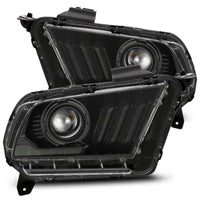 Thumbnail for AlphaRex 10-12 Ford Mustang LUXX LED Proj Headlights Plank Style Alpha Blk w/Activ Light/Seq Signal