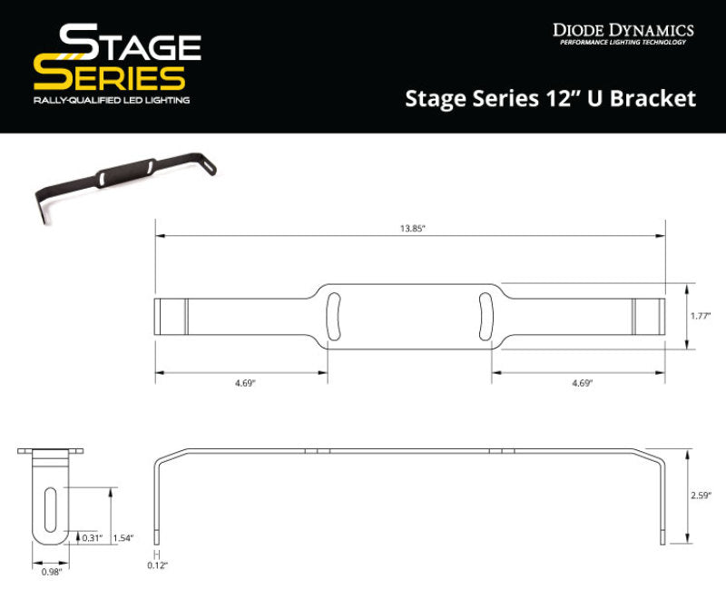 Diode Dynamics Stage Series 12 In U Bracket (Pair)