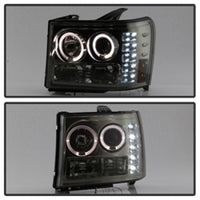 Thumbnail for Spyder GMC Sierra 1500/2500/3500 07-13 Projector Headlights LED Halo- LED Smoke PRO-YD-GS07-HL-SM
