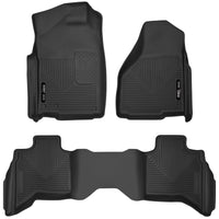 Thumbnail for Husky Liners 10-18 Dodge Ram 1500 Quad Cab X-Act Contour Front & Second Seat Floor Liners - Black