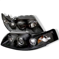 Thumbnail for Spyder Ford Mustang 99-04 Projector Headlights LED Halo Black High H1 Low H1 PRO-YD-FM99-1PC-AM-BK