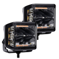 Thumbnail for Go Rhino Xplor Blackout Combo Series Cube Sideline LED Spot Lights w/ Amber 4x3 - Blk (Pair)