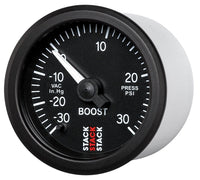Thumbnail for Autometer Stack 52mm -30INHG to +30 PSI (Incl T-Fitting) Pro Stepper Motor Boost Press Gauge - Black