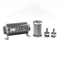 Thumbnail for DeatschWerks Stainless Steel 5/16in 5 Micron Universal Inline Fuel Filter Housing Kit (110mm)