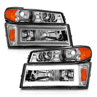 Thumbnail for ANZO 04-12 GM Colorado/Canyon/I-Series Crystal Headlights - w/ Light Bar Chrome Housing 4pcs