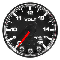 Thumbnail for Autometer Spek-Pro Gauge Voltmeter 2 1/16in 16V Stepper Motor W/Peak & Warn Blk/Chrm