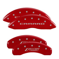 Thumbnail for MGP 4 Caliper Covers Engraved Front Gen 5/Camaro Engraved Rear Gen 5/RS Red finish silver ch