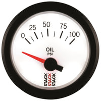 Thumbnail for Autometer Stack 52mm 0-100 PSI 1/8in NPTF Electric Oil Pressure Gauge - White