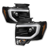 Thumbnail for Spyder Ford F150 09-14 Projector Headlights Halogen Model- Light Bar DRL Blk PRO-YD-FF15009-LBDRL-BK