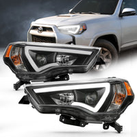 Thumbnail for ANZO 14-18 Toyota 4 Runner Plank Style Projector Headlights Black w/ Amber