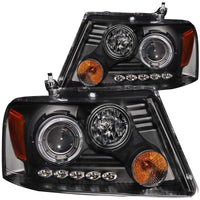 Thumbnail for ANZO 2004-2008 Ford F-150 Projector Headlights w/ Halo and LED Black G2