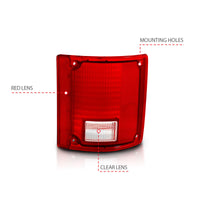 Thumbnail for ANZO 1978-1991 Chevy Blazer Taillight Red/Clear Lens w/o Chrome Trim Fleetside (OE Replacement)