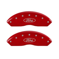 Thumbnail for MGP 4 Caliper Covers Engraved Front & Rear Oval logo/Ford Red finish silver ch