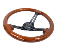 Thumbnail for NRG Reinforced Steering Wheel (350mm / 3in. Deep) Brown Wood w/Blk Matte Spoke/Black Center Mark