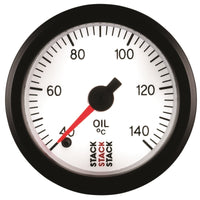 Thumbnail for Autometer Stack 52mm 40-140 Deg C 1/8in NPTF Male Pro Stepper Motor Oil Temp Gauge - White
