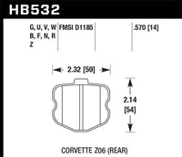 Thumbnail for Hawk 06-10 Chevy Corvette (OEM Pad Design) Rear HPS Sreet Brake Pads