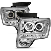 Thumbnail for ANZO 2009-2014 Ford F-150 Projector Headlights w/ Halo Chrome (CCFL) G2