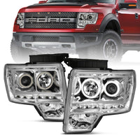 Thumbnail for ANZO 2009-2014 Ford F-150 Projector Headlights w/ Halo Chrome (CCFL) G2