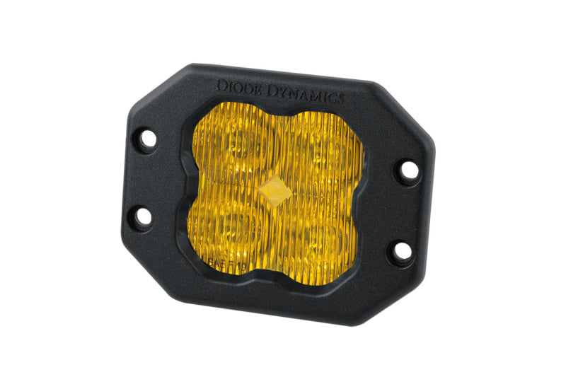 Diode Dynamics SS3 LED Pod Sport - Yellow SAE Fog Flush (Single)